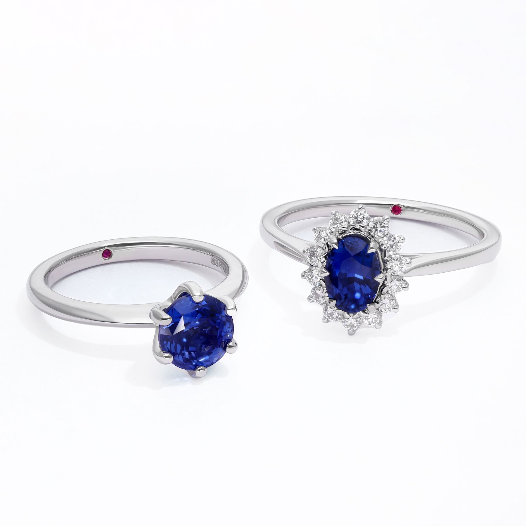 Blue sapphire platinum engagement rings with greenland ruby signature stone copy