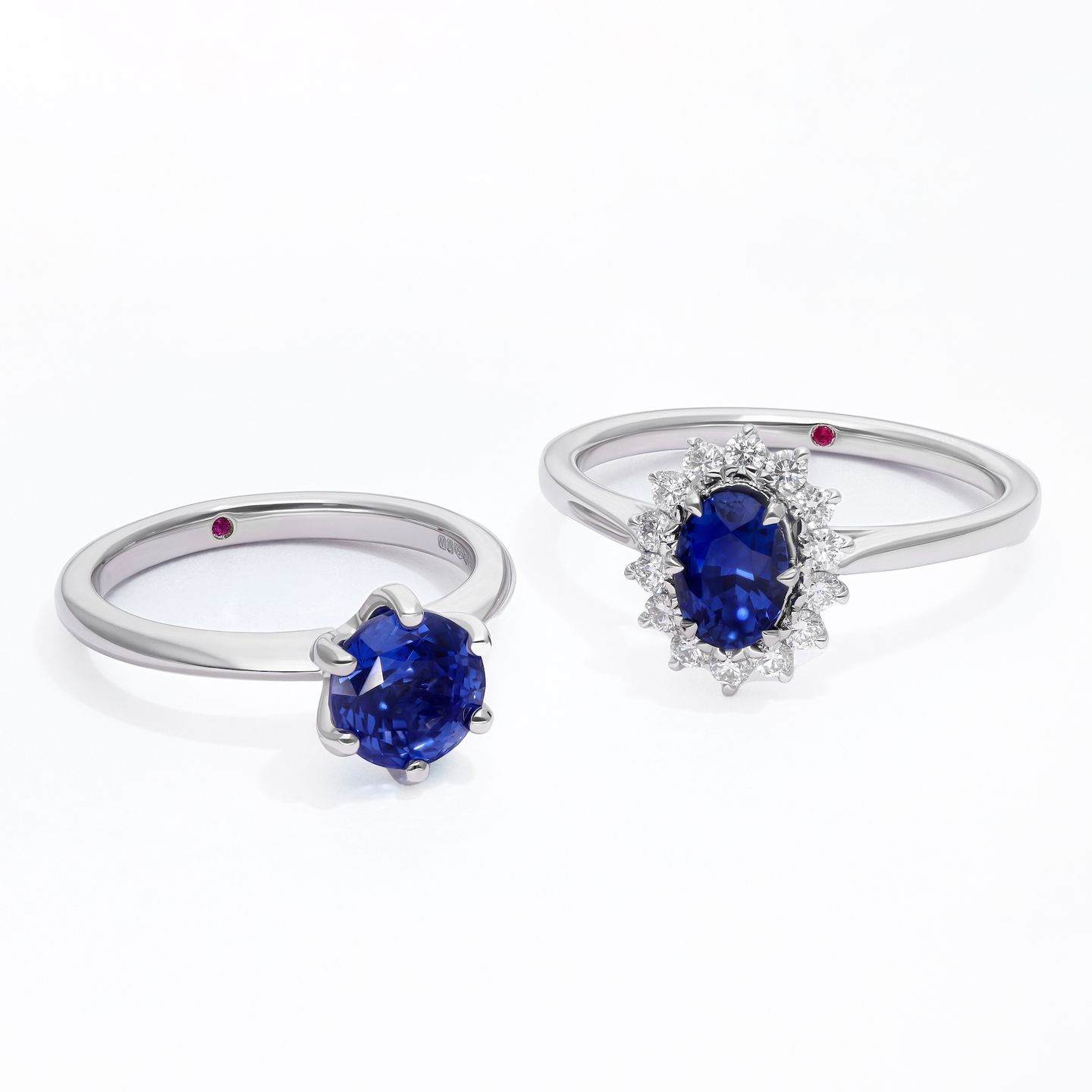 Blue sapphire platinum engagement rings with greenland ruby signature stone copy
