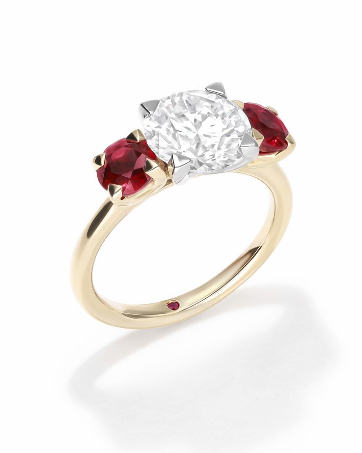 Diamond and Ruby trilogy ring