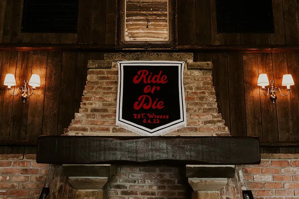 Black red and white wedding banner sign decoration