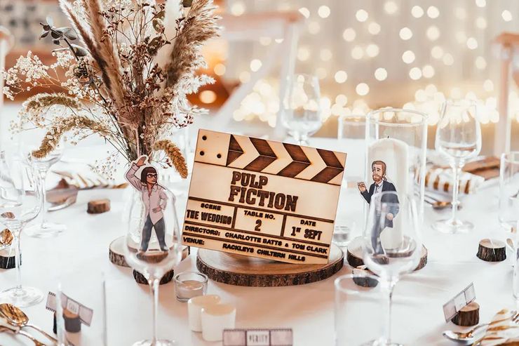 Pulp fiction cinema inspired wedding theme and signage