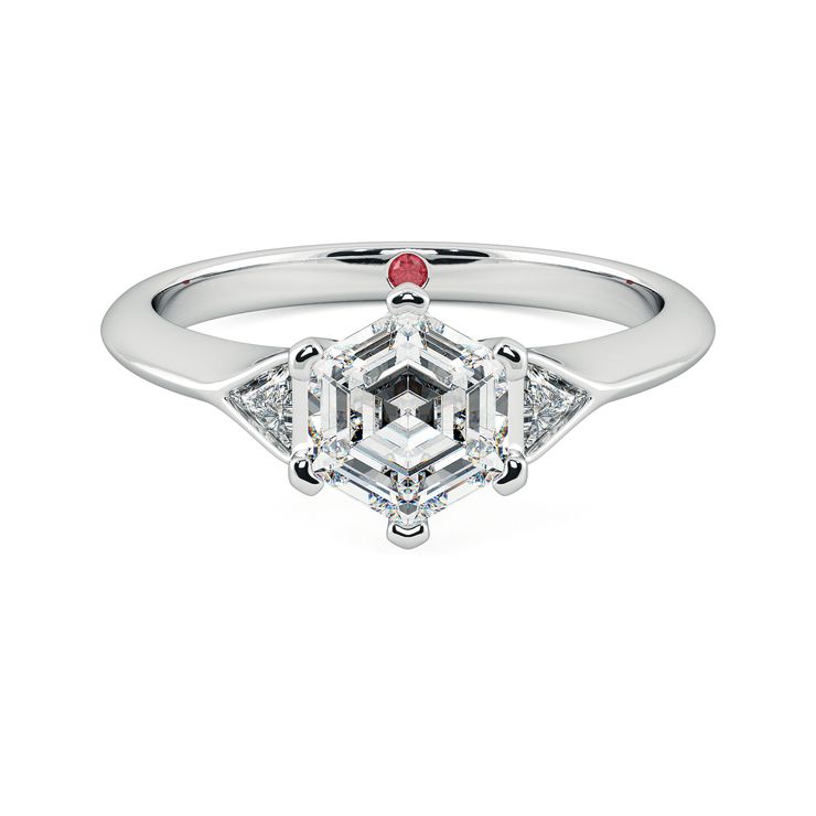 White gold gossamer hexagonal diamond engagement ring taylor and hart
