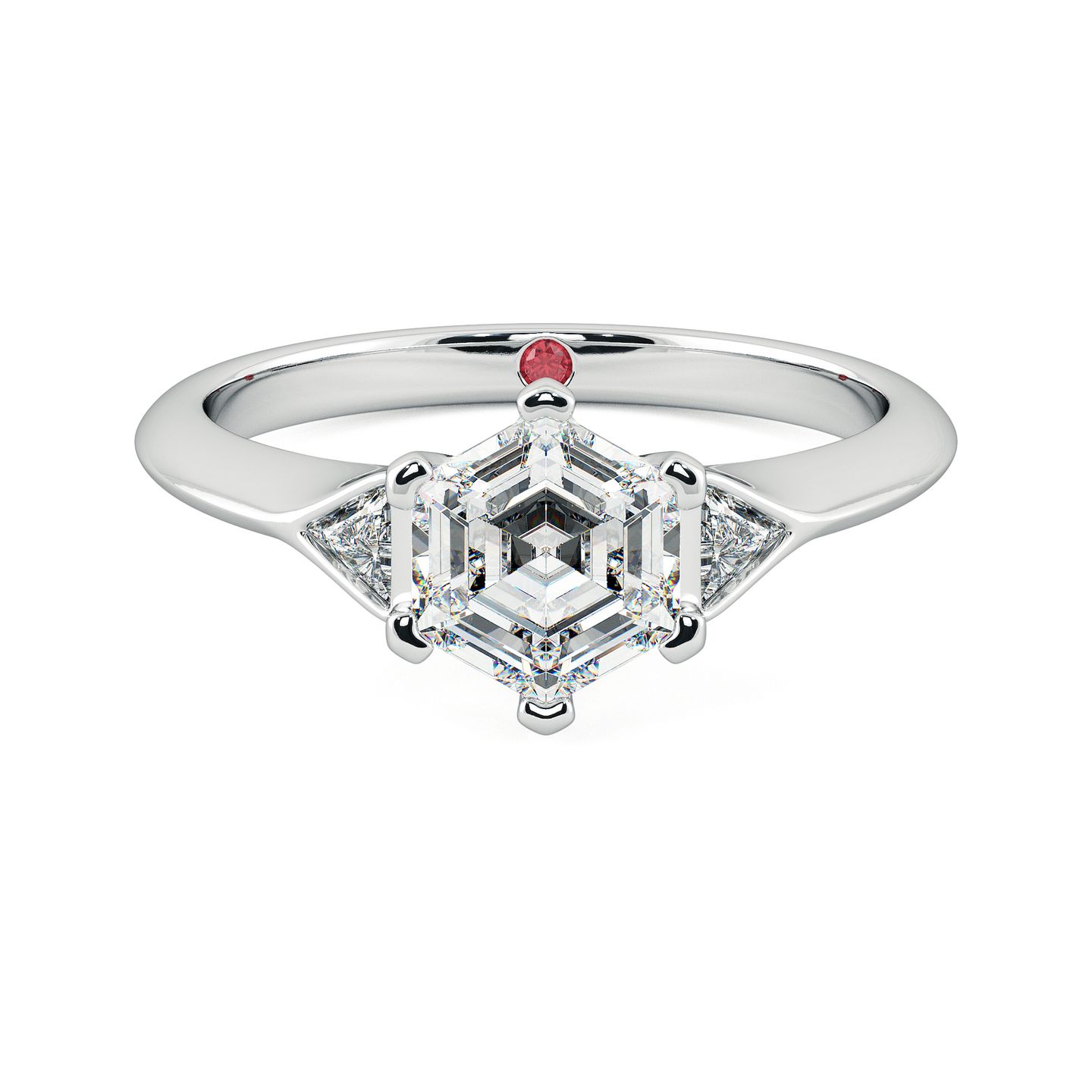 White gold gossamer hexagonal diamond engagement ring taylor and hart