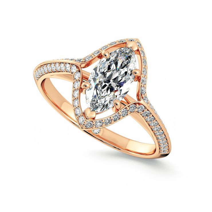 Knife edge halo Marquise Rose gold taylor and hart