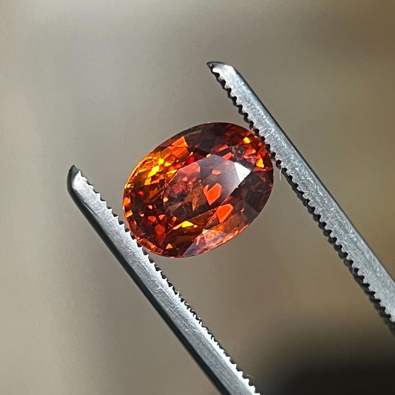 Burnt orange sapphire tweezers