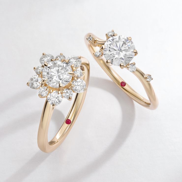 Florali nspired engagement rings flower yellow gold sq