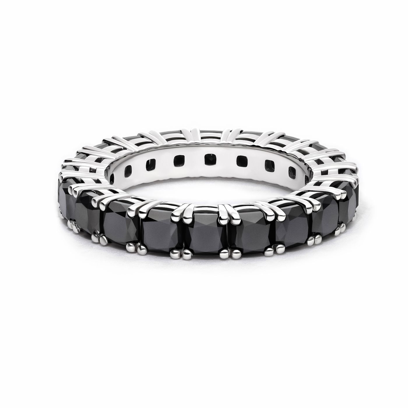 Mens wedding engagement ring platinum black diamond pave sq