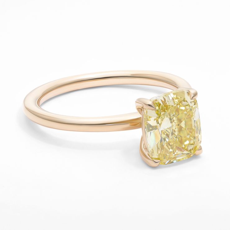 Cushion yellow diamond yellow gold solitaire engagement ring square