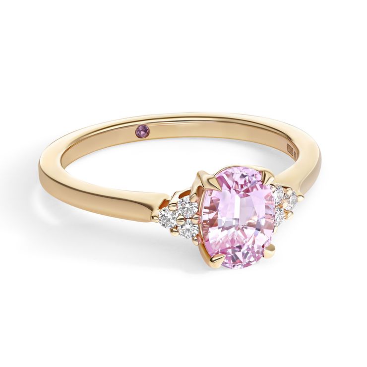 Oval pink sapphire engagement ring with round accent stones divinity sq