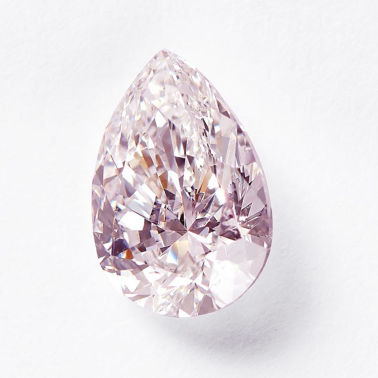 Pink pear diamond close up