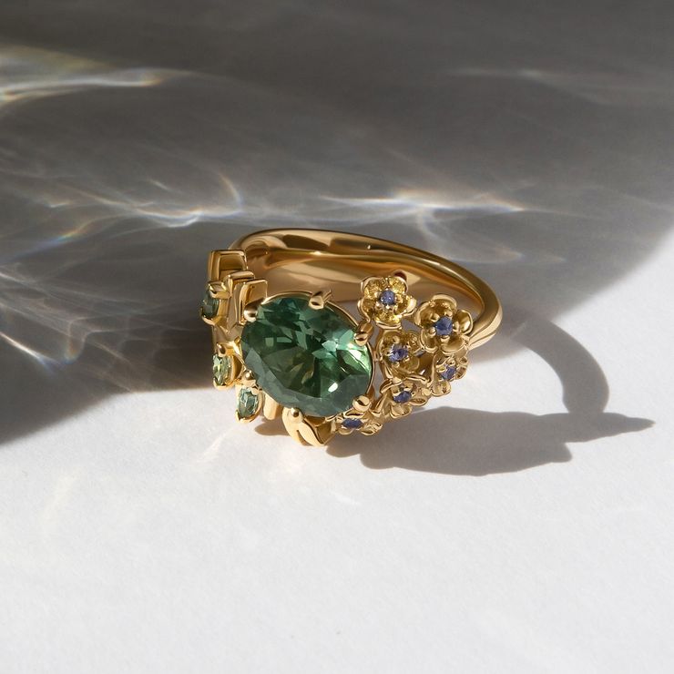 Forget me moon oval green sapphire ring copy