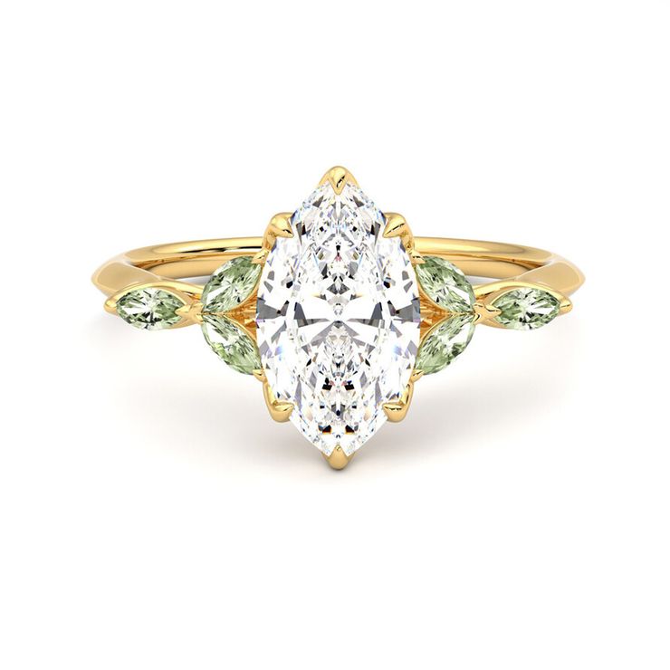 Tamora marquise green sides yellow gold