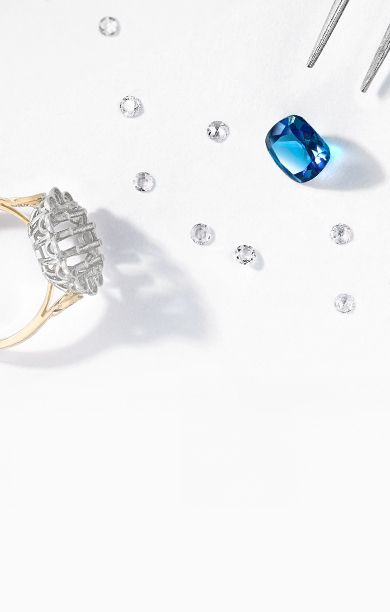 Engagement ring design with sapphire and diamond gemstones