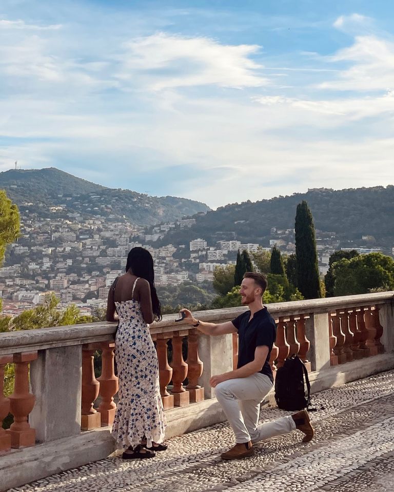Tracy & Barney engagement proposal moment