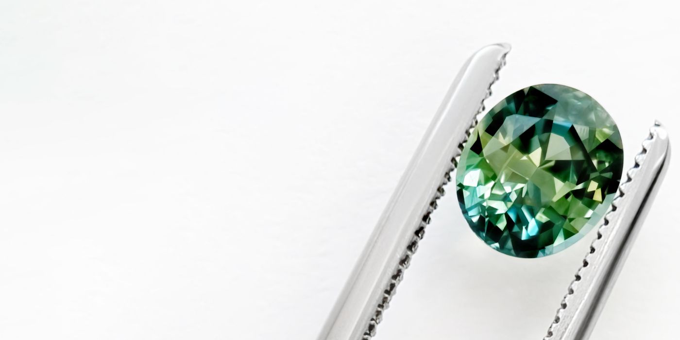 Parti bi colour sapphire blue green yellow two tone gemstone