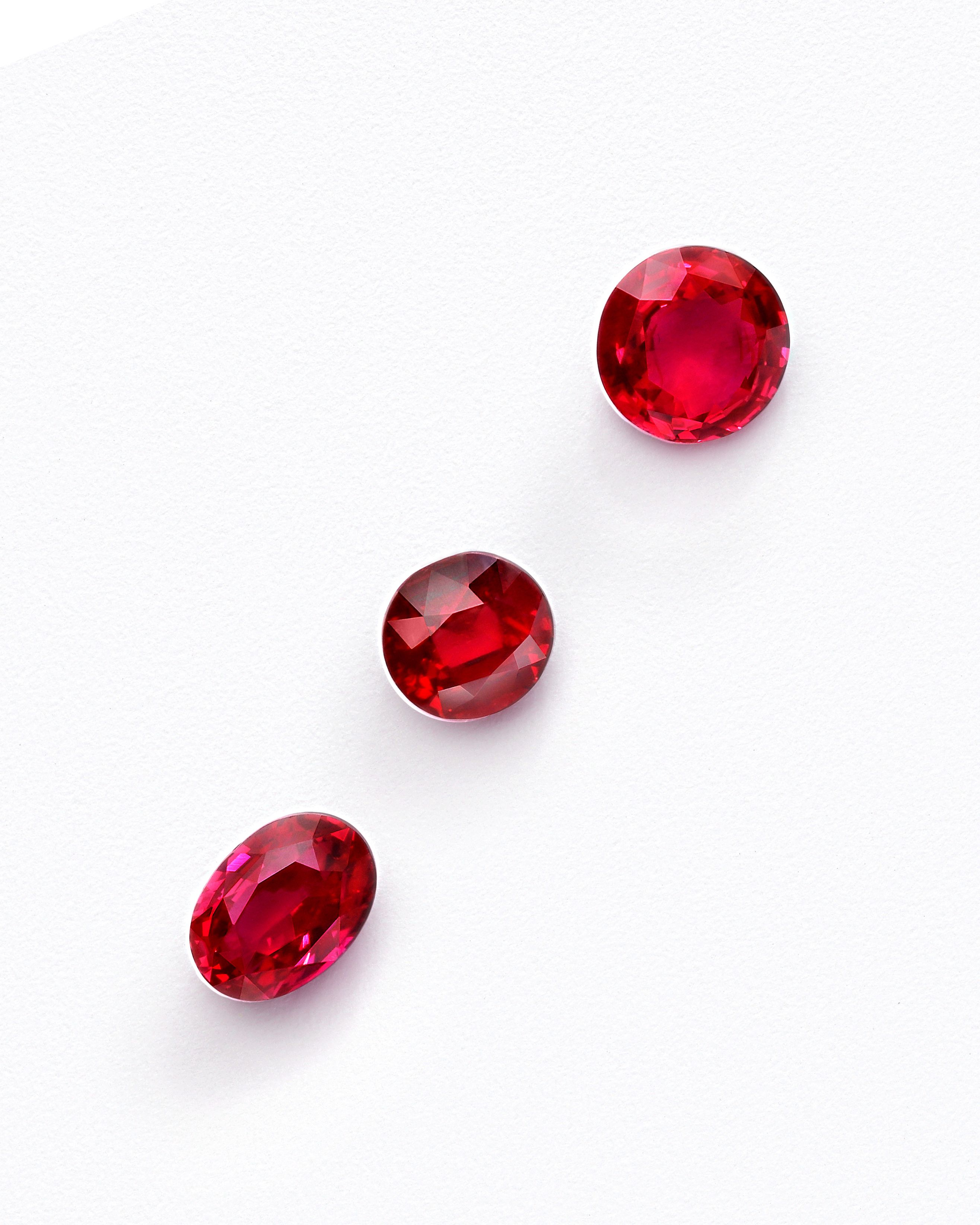 Red ruby gemstones for bespoke jewellery collection