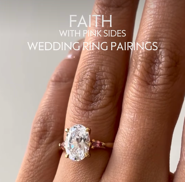 Faith gold yellow oval pink ring