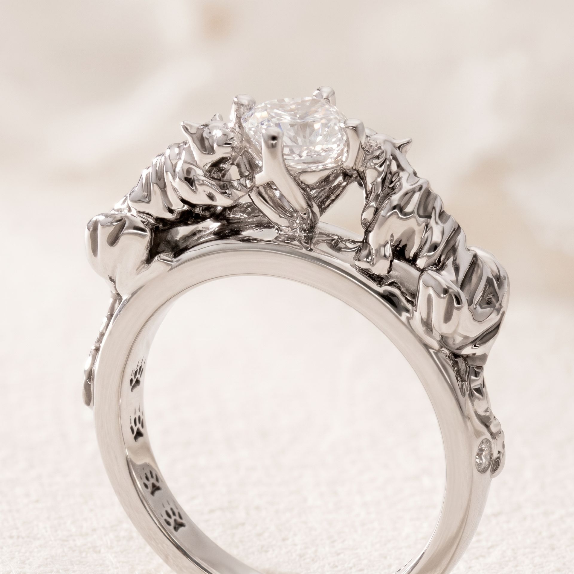 I want a ring sculpted from something that matters to me, with a diamond to crown it.