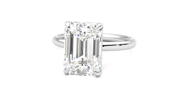 Taylor & Hart Demure Emerald Engagement Ring 360 degree image 27