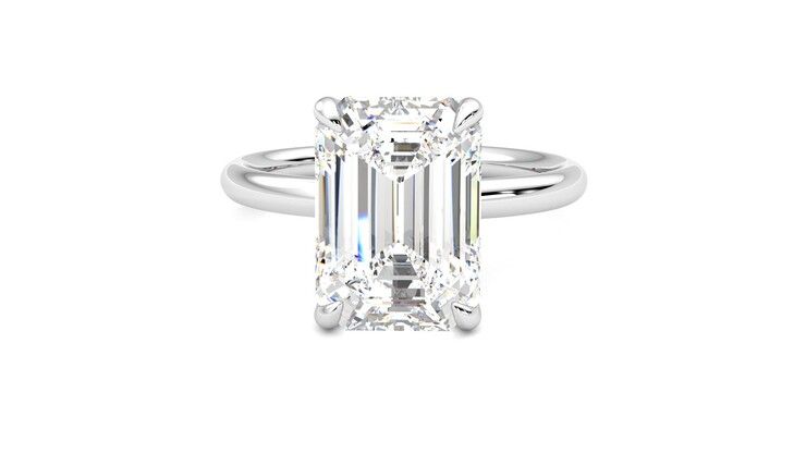 Taylor & Hart Demure Emerald Engagement Ring 360 degree image 29