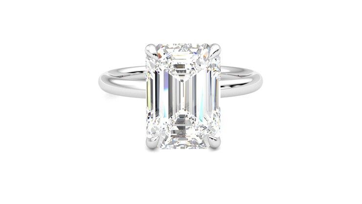 Taylor & Hart Demure Emerald Engagement Ring 360 degree image 1