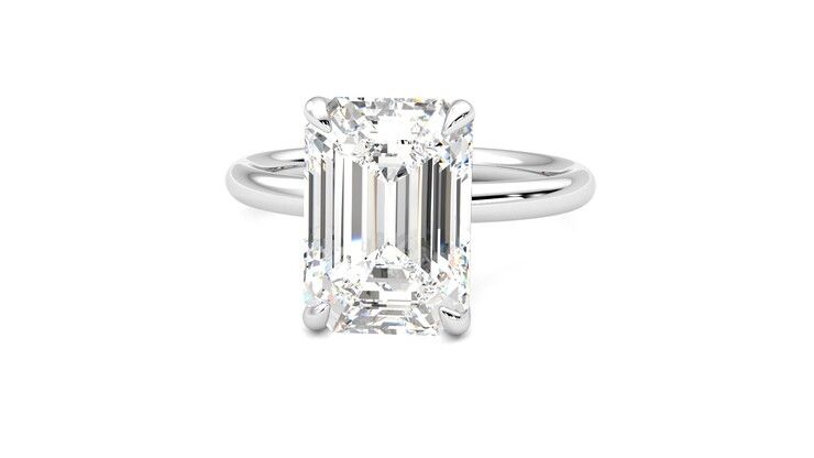 Taylor & Hart Demure Emerald Engagement Ring 360 degree image 28