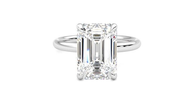 Taylor & Hart Demure Emerald Engagement Ring 360 degree image 0