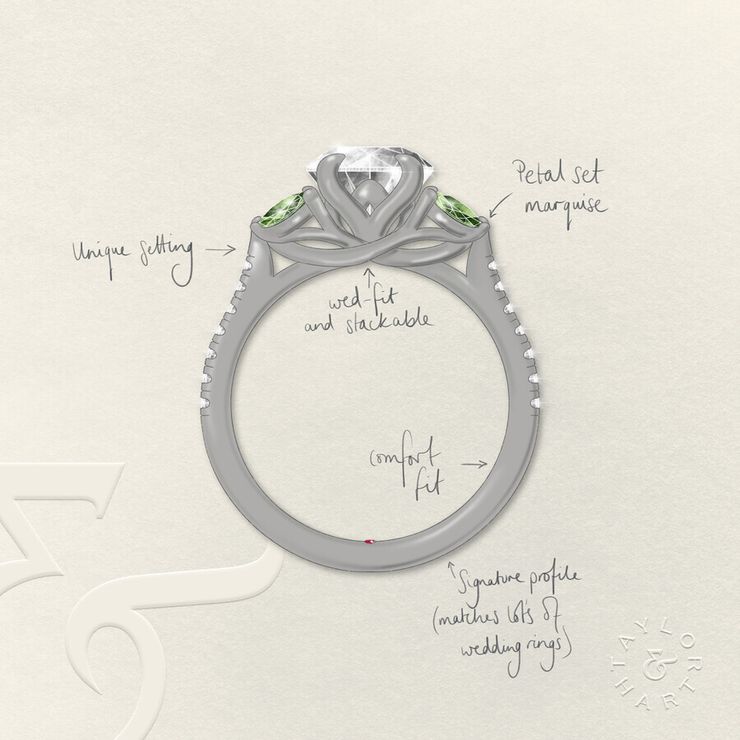 Taylor & Hart Thia Radiant Engagement Ring 1