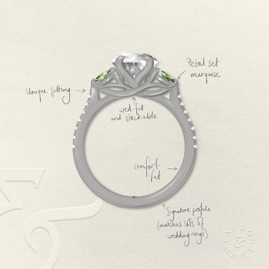 Taylor & Hart Thia Radiant Engagement Ring 3