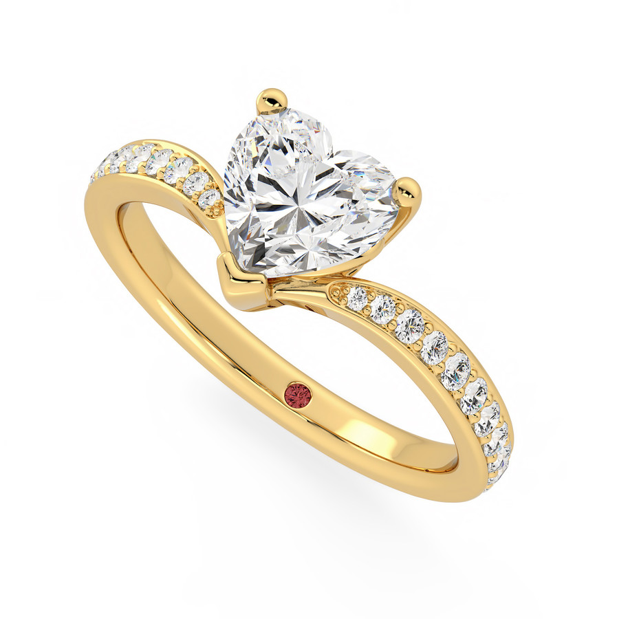 Romantic Heart Ring in Solid Gold 18K Yellow