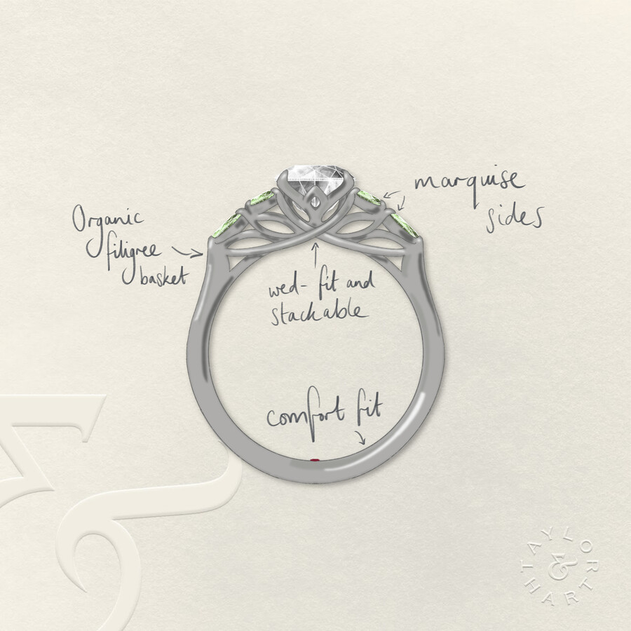 Taylor & Hart Tamora Pear Engagement Ring 1