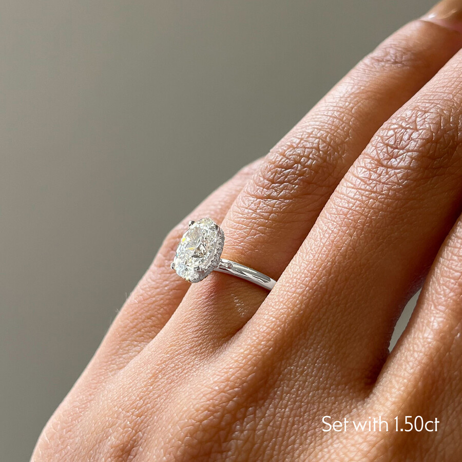 Oval Whisper Thin Band Width Whisper • 18K White Gold Solitaire