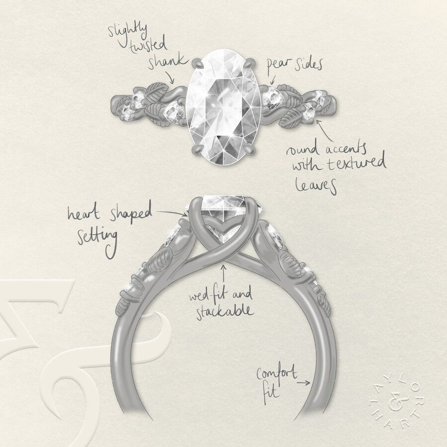 Taylor & Hart Lierre Oval Engagement Ring 3