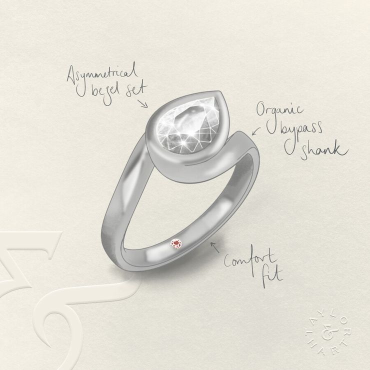 Taylor & Hart Nalu Pear Engagement Ring 1