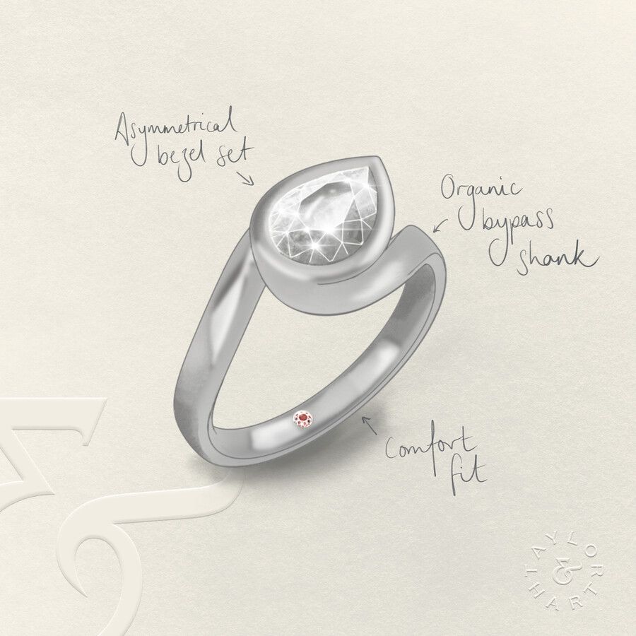 Taylor & Hart Nalu Pear Engagement Ring 3