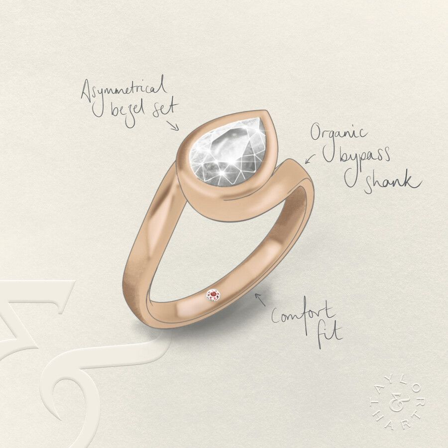 Taylor & Hart Nalu Pear Engagement Ring 3