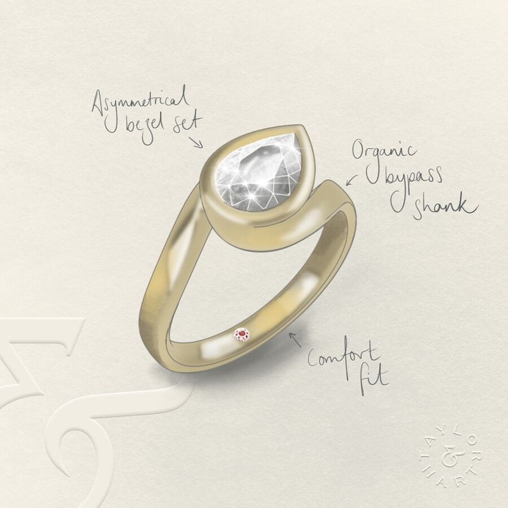 Taylor & Hart Nalu Pear Engagement Ring 1