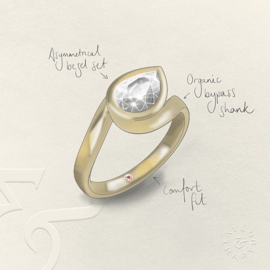 Taylor & Hart Nalu Pear Engagement Ring 3