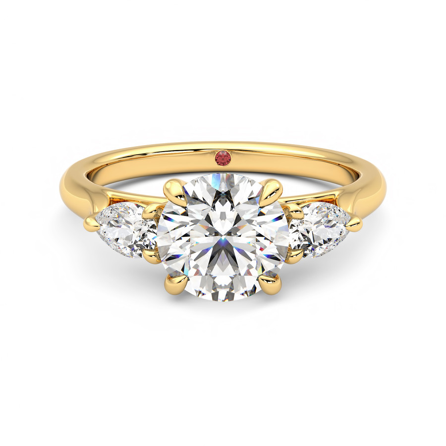 Faith | 18ct White Gold trilogy gemstone sides style engagement ring |  Taylor & Hart