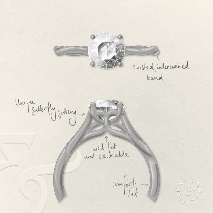 Taylor & Hart Mariposa Round Engagement Ring 3