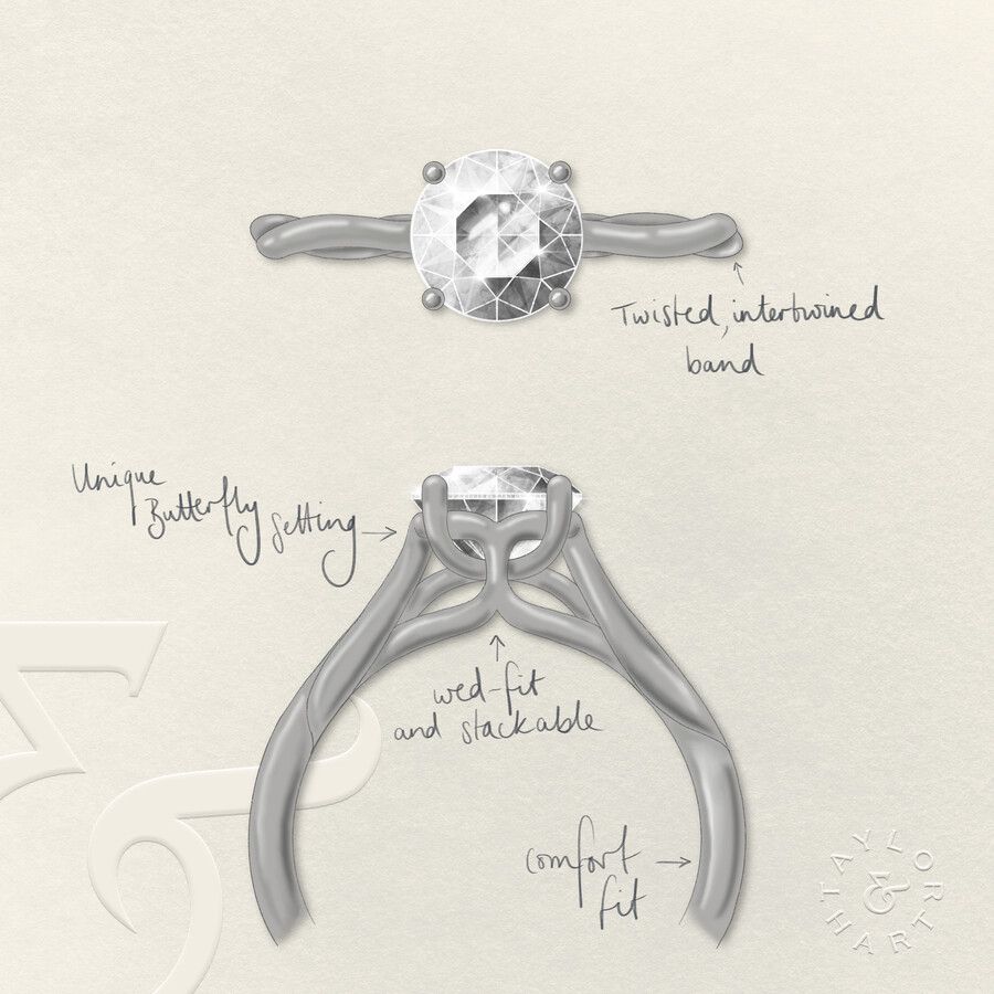 Taylor & Hart Mariposa Round Engagement Ring 3