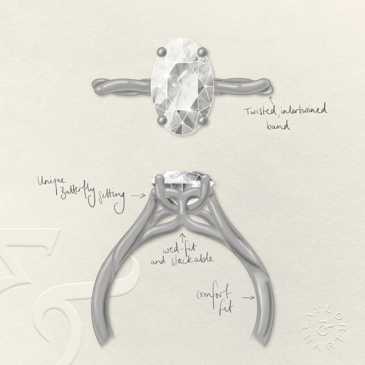 Taylor & Hart Mariposa Oval Engagement Ring 3