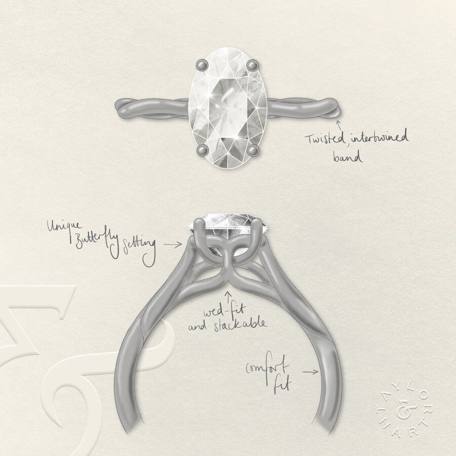 Taylor & Hart Mariposa Oval Engagement Ring 3
