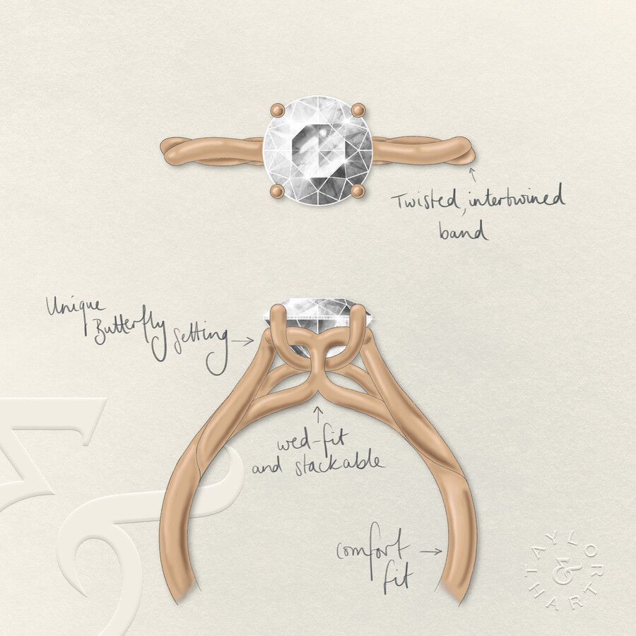 Taylor & Hart Mariposa Round Engagement Ring 3