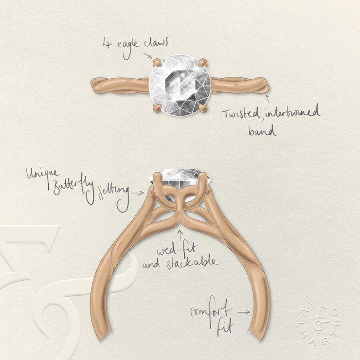 Taylor & Hart Mariposa Round Engagement Ring 1