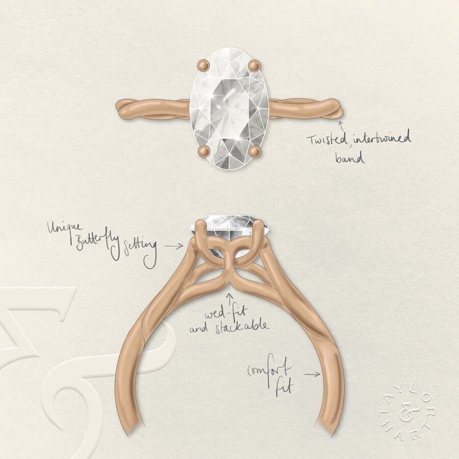 Taylor & Hart Mariposa Oval Engagement Ring 3