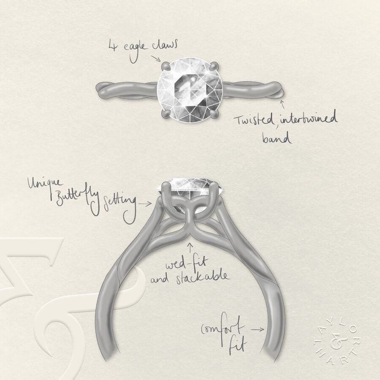 Taylor & Hart Mariposa Round Engagement Ring 1