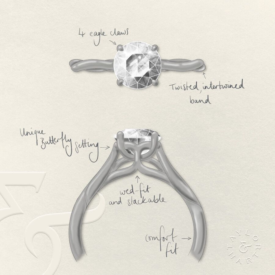 Taylor & Hart Mariposa Round Engagement Ring 3