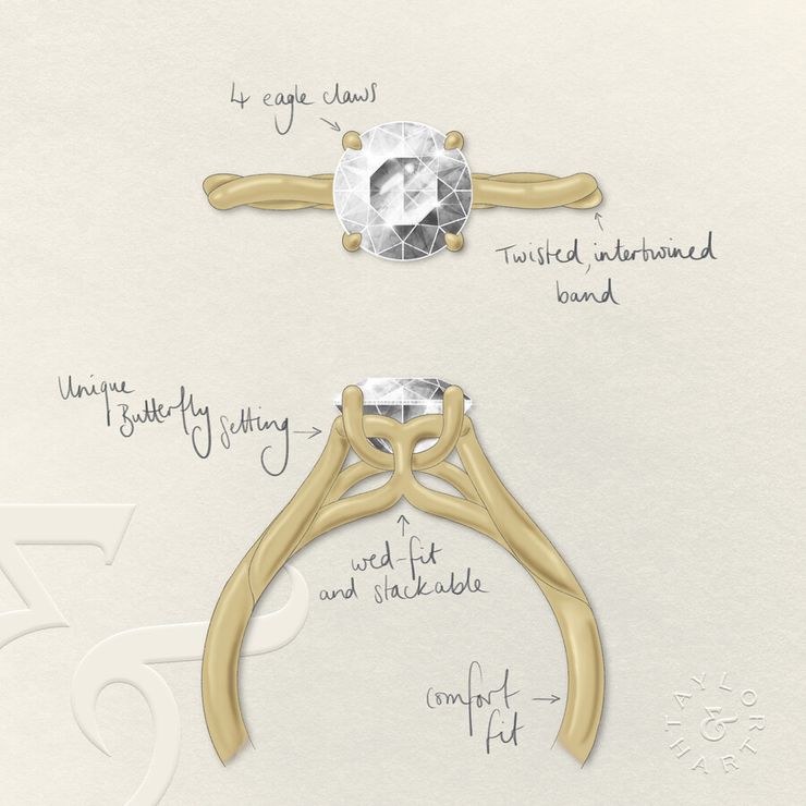 Taylor & Hart Mariposa Round Engagement Ring 1