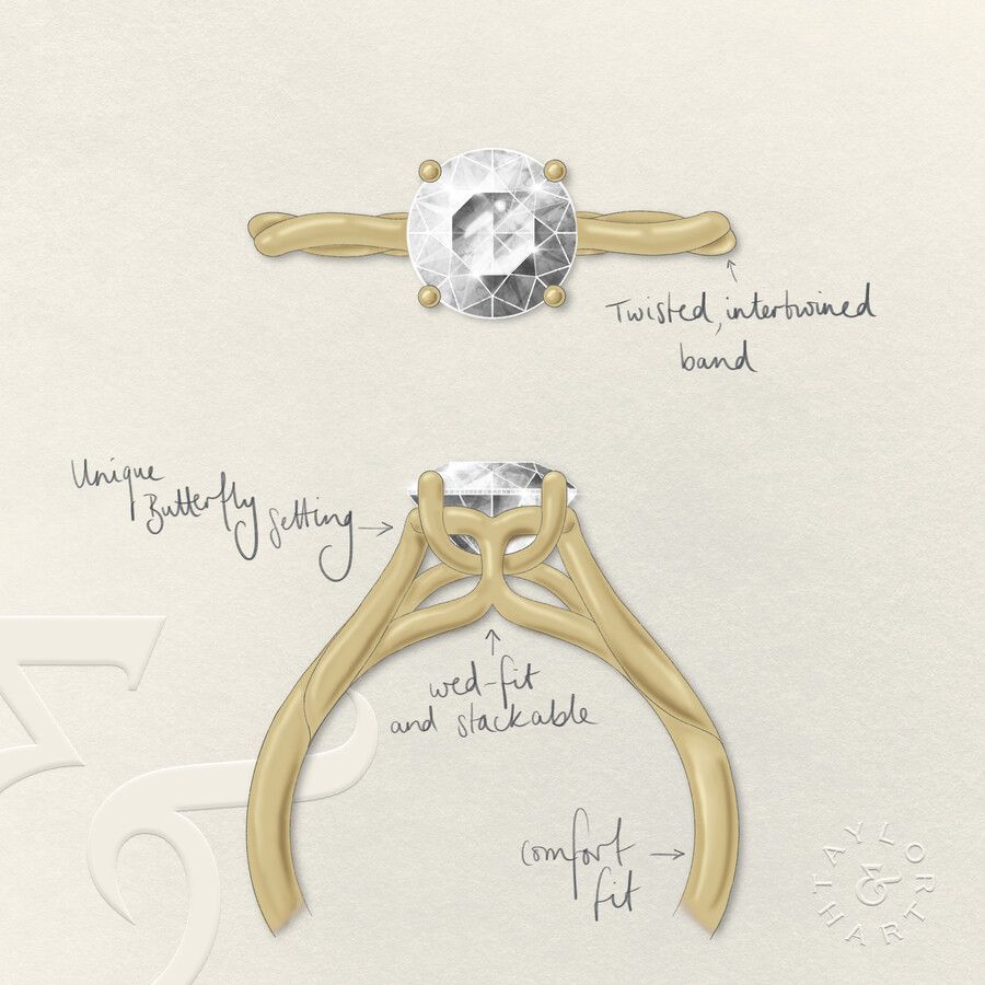 Taylor & Hart Mariposa Round Engagement Ring 3